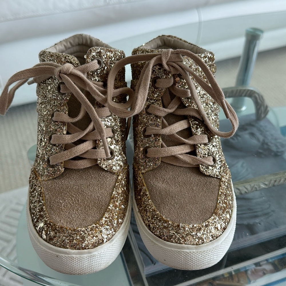 J.Crew Girls Gold Glitter Sneakers